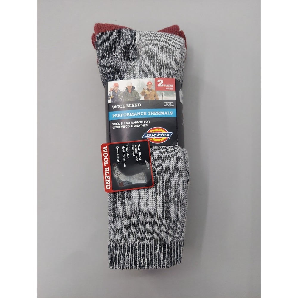 2 pair Dickies Socks Men Wool Blend Performance Thermal Crew Length Cold Weather